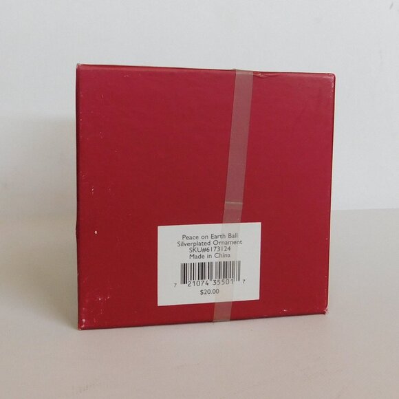 Lenox Christmas Holiday Silver Plated Ornament Peace on Earth Ball NIP VTG - Picture 4 of 4